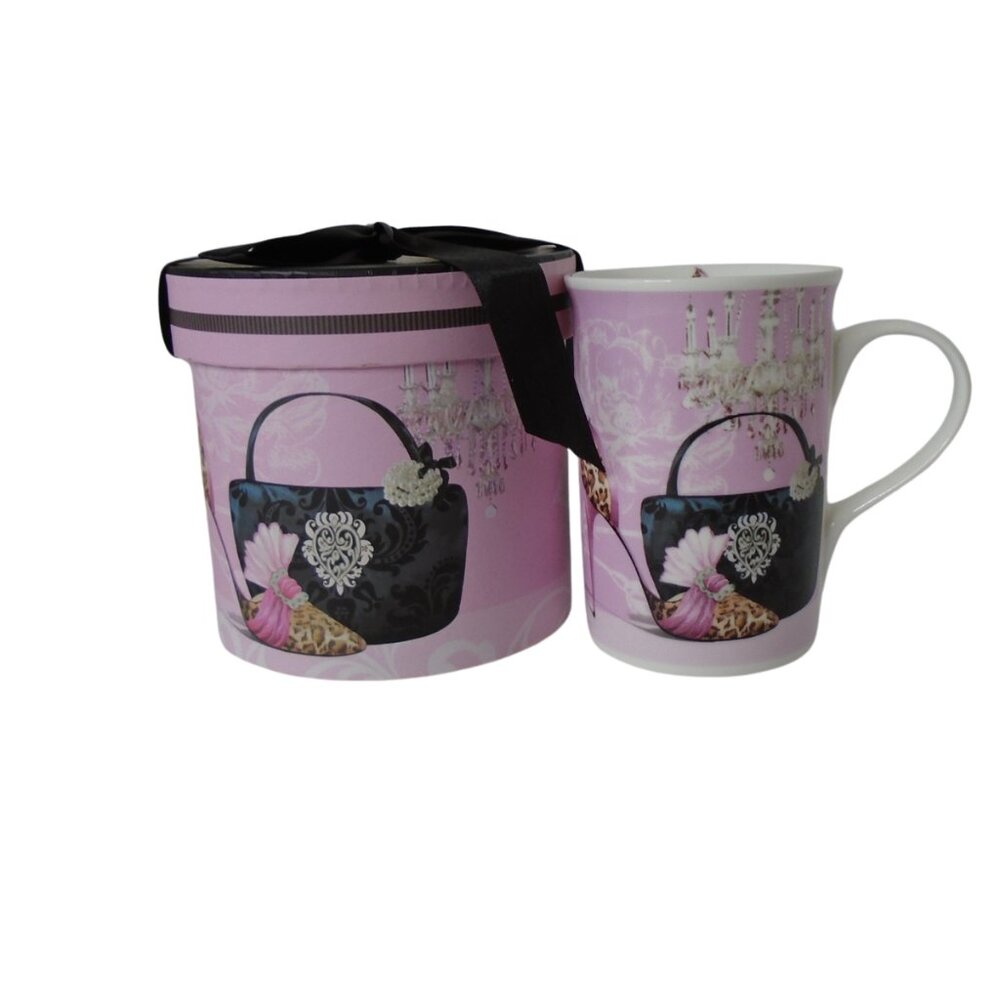 Mug Gift Set Ladies Accessories Pink and Black Mug in Gift Box  3526